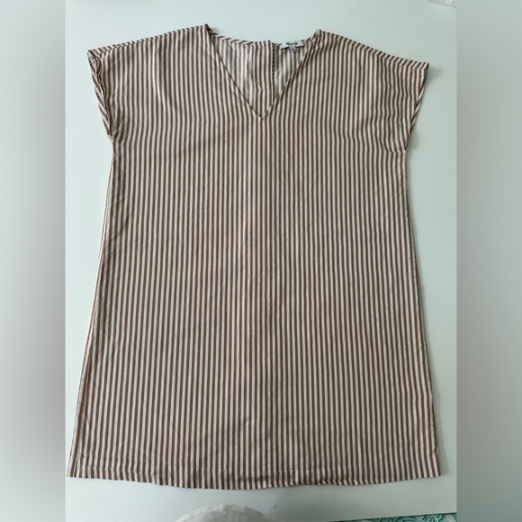 Madewell Button-Back Easy Shift Dress in York Stripe Earthen Clay Color Size XL - Picture 1 of 9